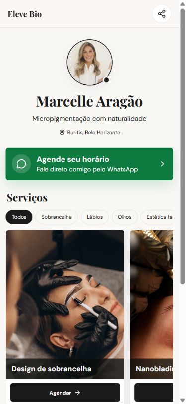 Captura da página real de Marcelle Aragão no Eleve Bio