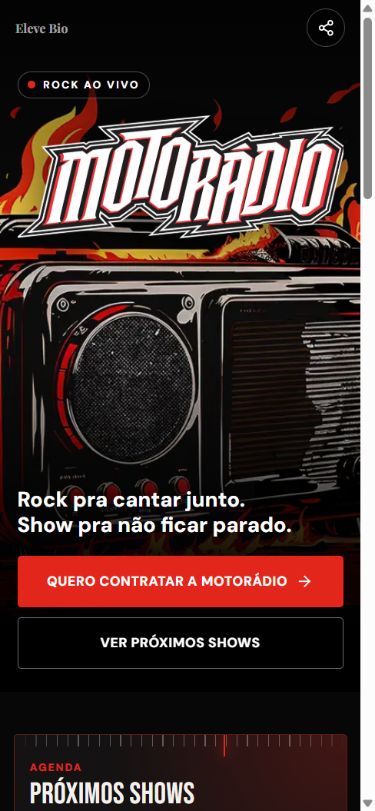 Captura da página real da Motorádio no Eleve Bio