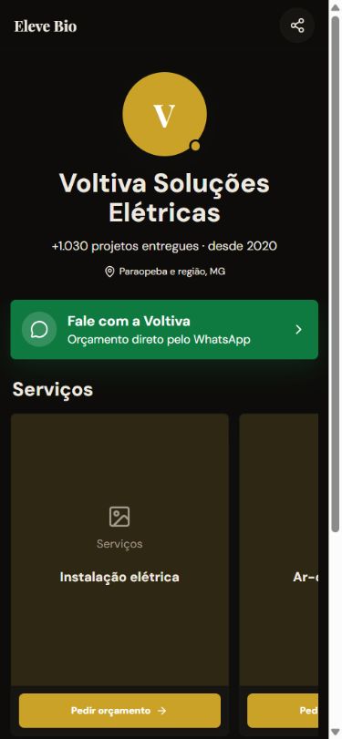 Captura da página real de Voltiva no Eleve Bio